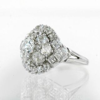 Vintage Ring 1950s Diamond and Platinum Cocktail Style Ring