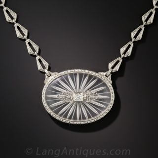 Vintage Rock Crystal Diamond Necklace by Krementz, Diana 