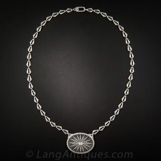 Vintage Rock Crystal Diamond Necklace by Krementz, Diana 