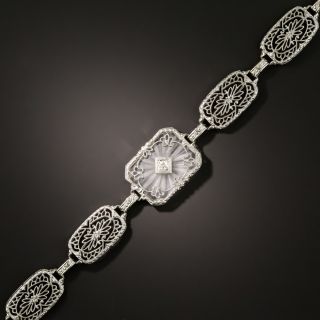 Vintage Rock Crystal Quartz and Diamond Filigree Bracelet - 1
