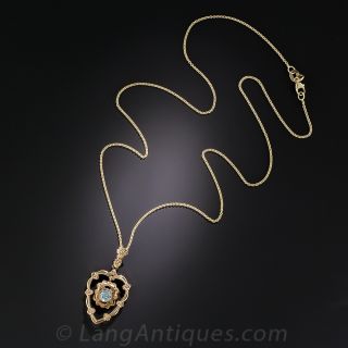 Vintage Rose Gold and Blue Zircon Pendant