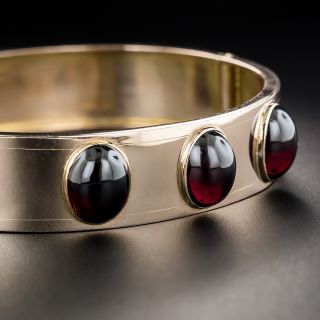 Vintage Rose Gold Cabochon Garnet Bangle Bracelet