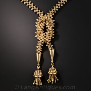Vintage Rose Gold Tassel Necklace.