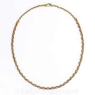 Vintage Rosy Yellow Gold Cable Chain Necklace