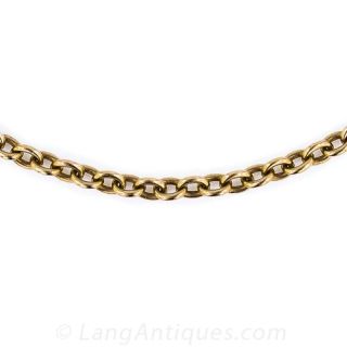 Vintage Rosy Yellow Gold Cable Chain Necklace