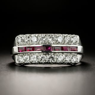 Vintage Ruby and Diamond Band Ring - 2