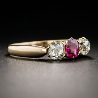 Vintage Ruby and Diamond Three-Stone Ring