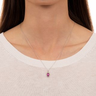 Vintage Ruby Cabochon and Diamond Pendant