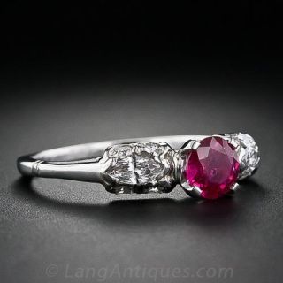 Vintage  Ruby Platinum and Diamond Ring