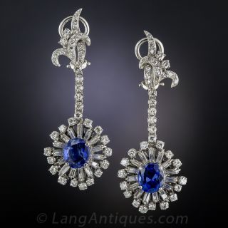Vintage Sapphire and Diamond Drop Earrings