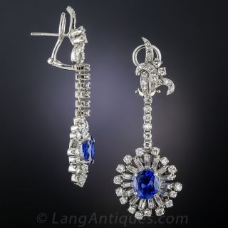 Vintage Sapphire and Diamond Drop Earrings