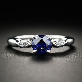 Vintage Sapphire and Diamond Engagement Ring