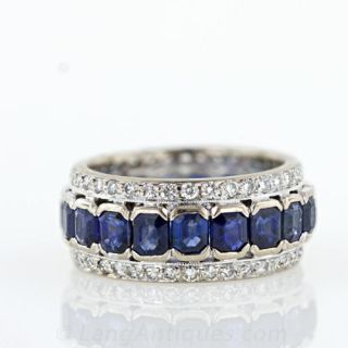 Vintage Sapphire and Diamond Eternity Band
