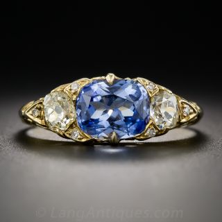 Vintage Sapphire and Diamond Three-Stone Ring - 2