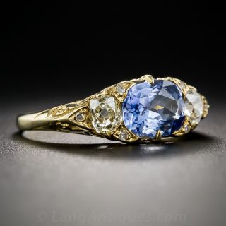 Vintage Sapphire and Diamond Three-Stone Ring