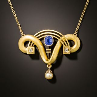 Vintage Sapphire and Pearl Pendant - 3