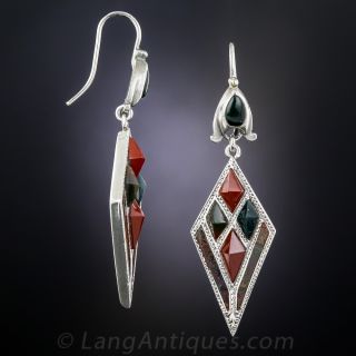 Vintage Scottish Agate Drop Earrings