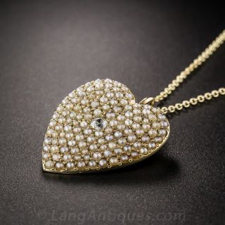 Vintage Seed Pearl Heart Pendant