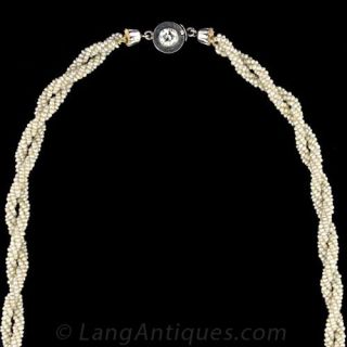Vintage Seed Pearl Torsade with Diamond Clasp