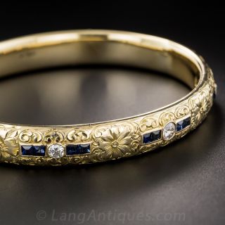 Vintage Sloan & Co. Sapphire Diamond Bangle Bracelet