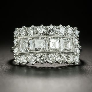 Vintage Square-Cut Diamond Wide Band Ring - 2