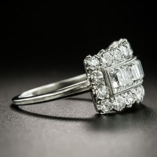 Vintage Square-Cut Diamond Wide Band Ring