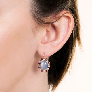 Vintage Star Sapphire, Diamond and Ruby Earrings