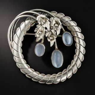 Vintage Sterling Silver Moonstone Brooch - 2