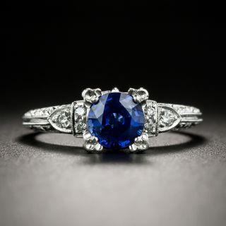 Vintage Style 1.00 Carat Sapphire Engagement Ring by Van Craeynest - 1