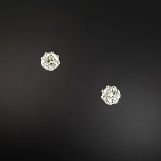Vintage-Style 1.00 Carat Total Weight Old European-Cut Diamond Stud Earrings - 2