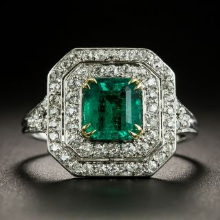 Vintage Style 1.24 Carat Emerald and Diamond Ring - 1