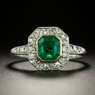 Vintage Style 1.27 Carat Emerald and Diamond Ring - 3