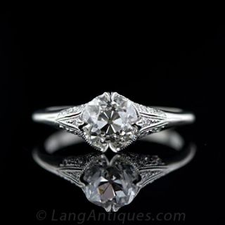 Vintage Style 1.39 Antique Carat Cushion Cut Diamond Engagement Ring
