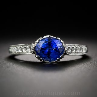 Vintage Style 1.49 Carat Sapphire and Diamond Engagement Ring - 1