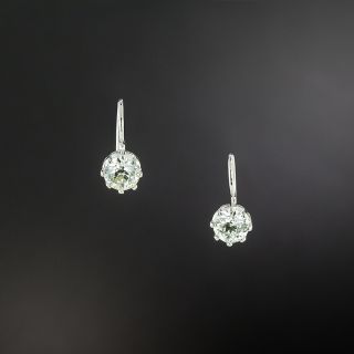 Vintage Style 1.50 Carat European-Cut Diamond Solitaire Drop Earrings - 2