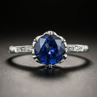 Vintage Style 1.68 Carat Sapphire Platinum Solitaire - 1