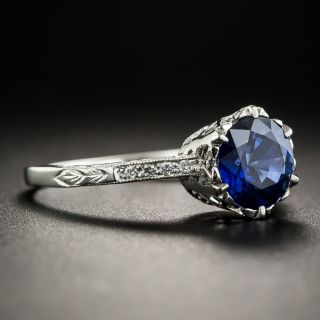 Vintage Style 1.68 Carat Sapphire Platinum Solitaire