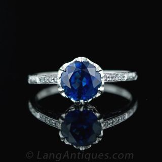 Vintage Style 1.68 Carat Sapphire Solitaire Main View