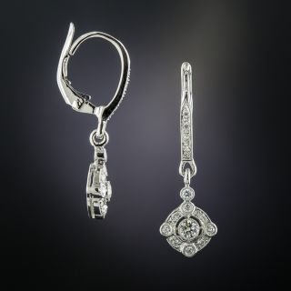 Vintage Style 14K White Gold Diamond Drop Earrings