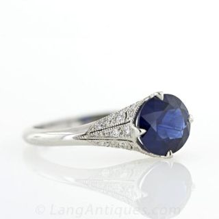 Vintage Style 2.08 Carat Sapphire and Diamond Ring