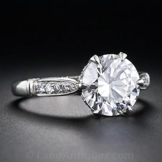 Vintage Style 2.40 Carat Diamond Platinum Solitaire Engagement Ring - GIA G VS1