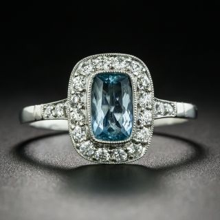 Vintage Style .65 Carat Aquamarine and Diamond Ring - 2