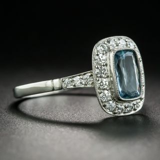 Vintage Style .65 Carat Aquamarine and Diamond Ring