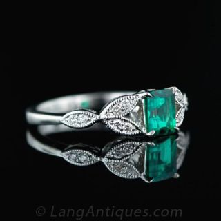 Vintage Style .66 Carat Emerald and Diamond Ring