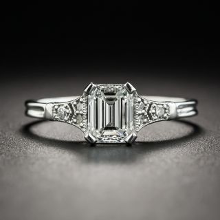 Vintage Style .76 Carat Emerald-Cut Diamond Platinum Engagement Ring - GIA G VS1 - 2