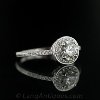 Vintage Style .78 Carat Diamond Engagement Ring