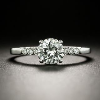 Vintage Style .78 Carat Diamond Platinum Engagement Ring