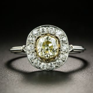 Vintage Style .80 Carat Center Yellow Diamond Engagement Ring - 2