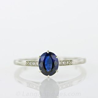 Vintage Style .88 Carat Sapphire Solitaire