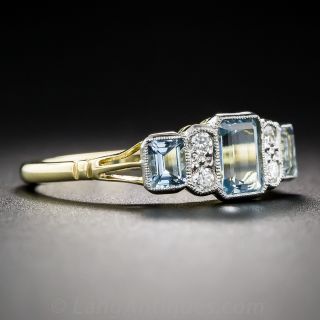 Art Deco Style Aquamarine and Diamond Ring
